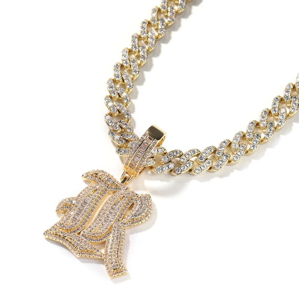 Hip Hop Micro Paved 5A+ Cubic Zirconia Bling Iced Out Old English