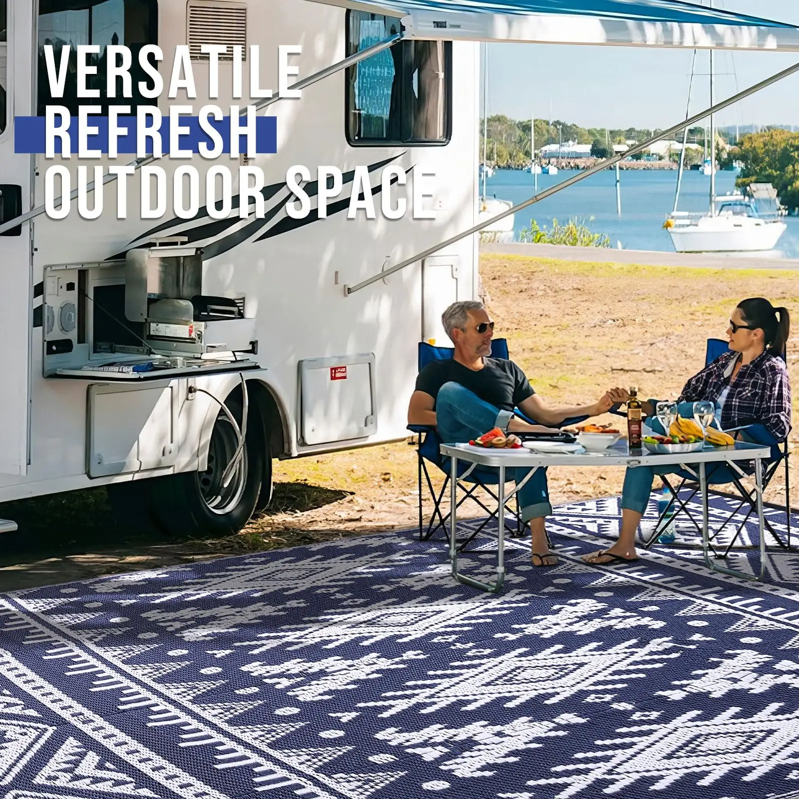 floor mat Kitinjoy Outdoor Waterproof Rugs Outdoor Plastic Straw Rugs Boho Patio Indoor Carpets For Patio Camp Picnic Balcony
