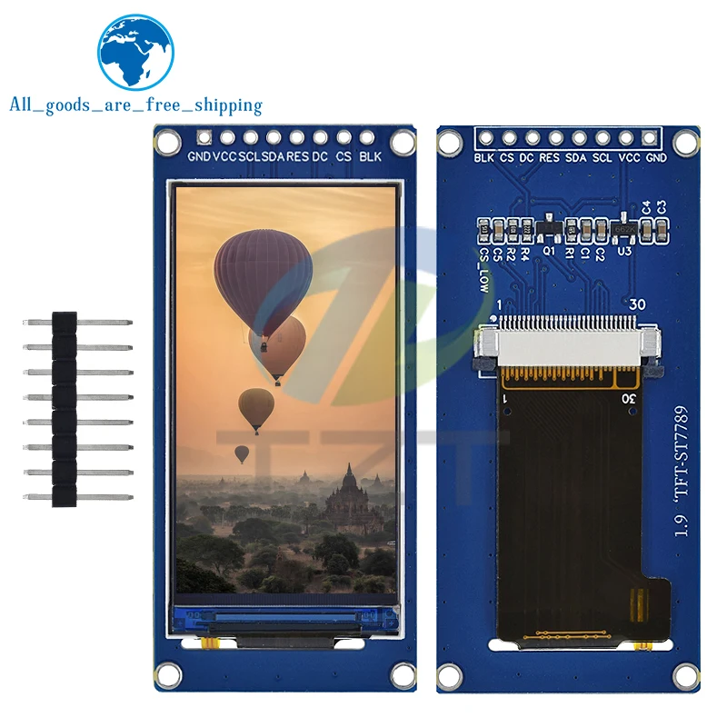 TZT IPS Ǯ ޱ TFT ÷ ũ, LCD ũ, ÷ ÷ , SPI  Ʈ, ȭ 170x320, ST7789, 1.9 ġ