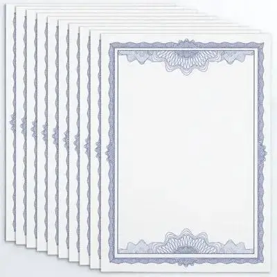 10Pcs 인쇄 가능한 쓰기 가능한 인증서 용지 학교 상패용 빈 A4 용지 학교 공급 인증서 시트
