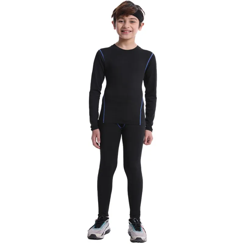 Bambini Ragazzo Sport Base Layer Compressione Asciugatura Rapida Biancheria Intima Termica Tuta Da Corsa 2 Pezzi Set