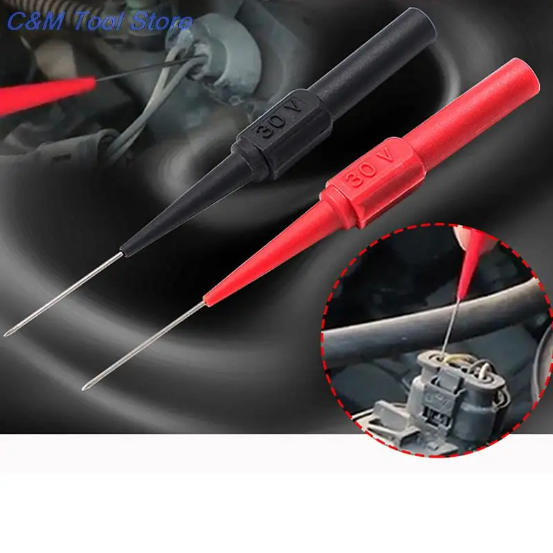 

2Pcs Diagnostic Tools Multimeter Test Lead Extention Back Piercing Needle Tip Probes