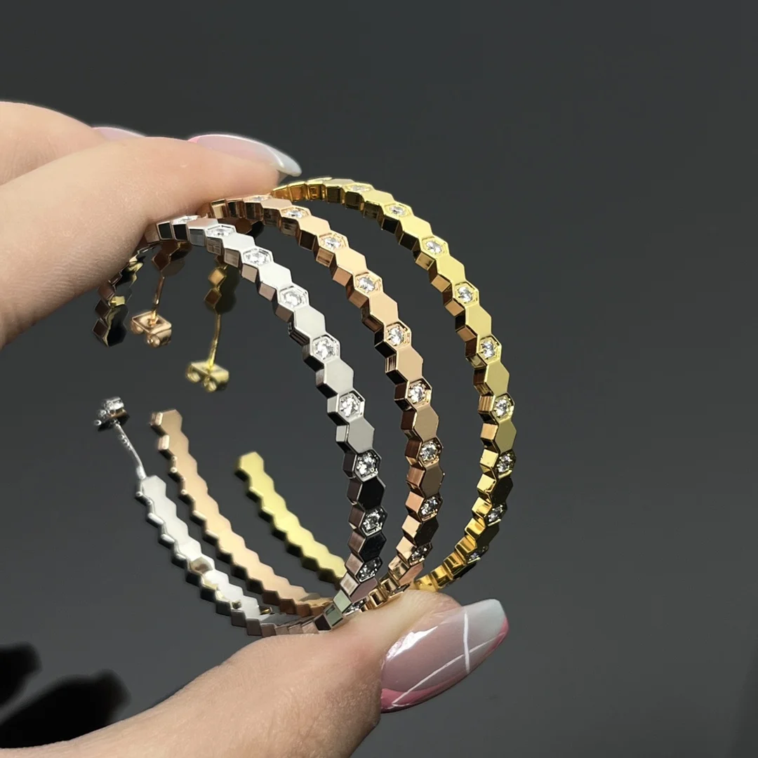 

925 пробы серебряные французские Роскошные ювелирные изделия, коллекция My Love, сотовые большие круглые серьги-кольца