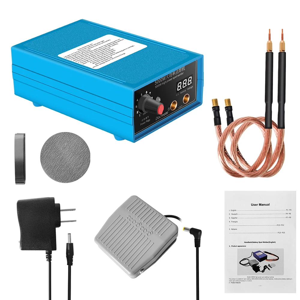 5000W Digital Spot Welding Machine 10 Gear Battery Pack Welding Tool For 0.1~0.15mm Nickel Sheet DIY 18650 Battery Spot Welder 6