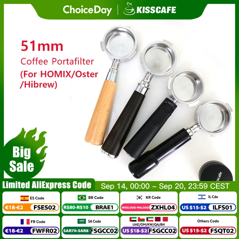 51mm Bottomless Portafilter with Reusable Filter Basket - Barista Espresso Machine Accessory