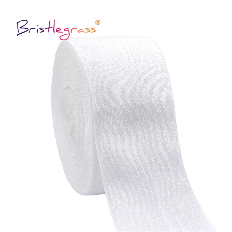BRISTLEGRASS 50 100 Hof 1-1/2 "40mm Solide Shiny Falte Über Gummi FOE Spandex Satin Band Gurtband band Stoff Kleid Nähen Trim – Detail 35