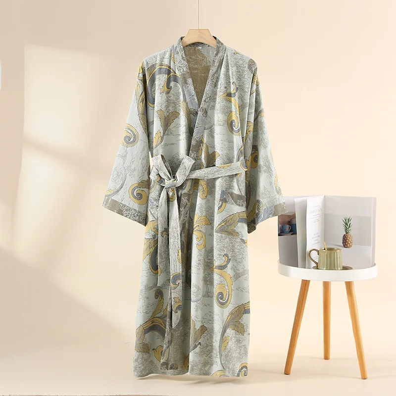 Glixoft Vestaglie a Doppia Garza Vestaglie Estive a Maniche Corte Accappatoio Cosmetico in Cotone Kimono Dolce E Traspirante Abito Notte Fresco per Le Donne