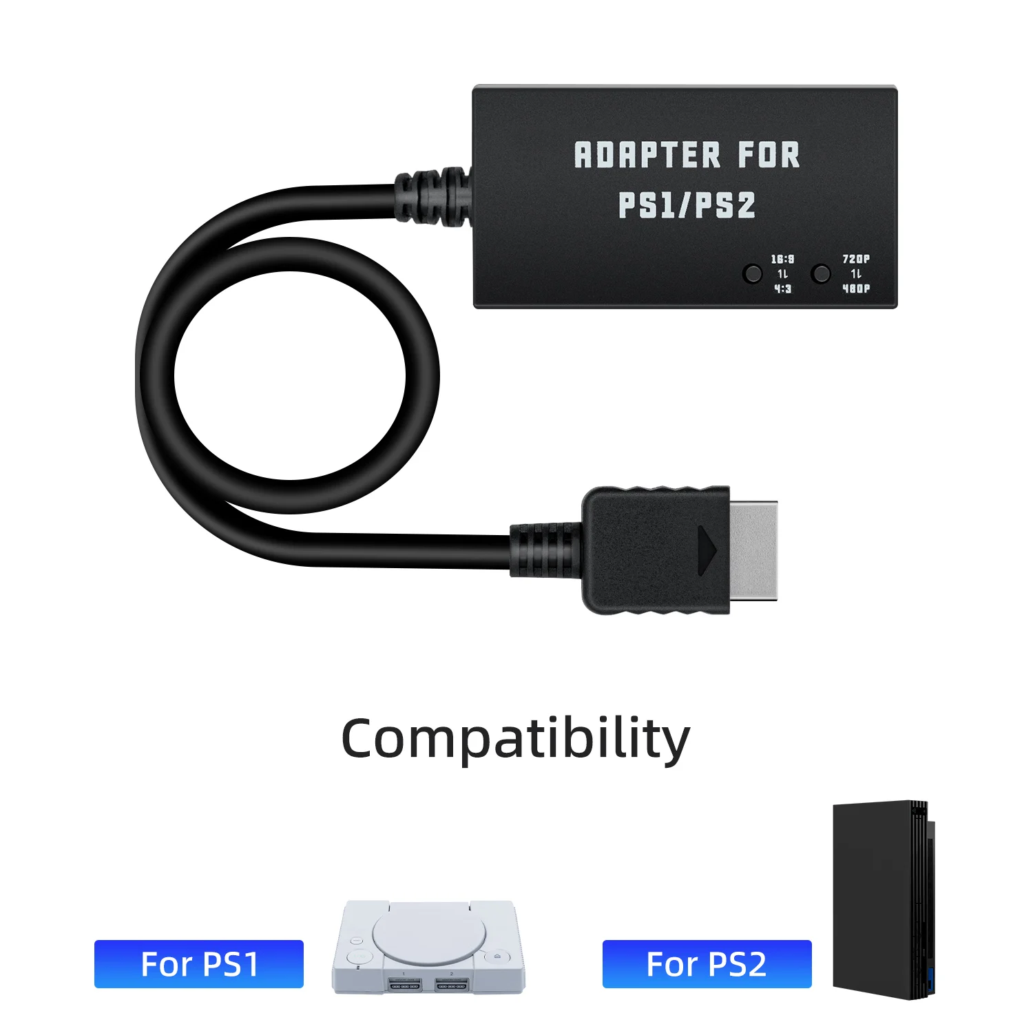 HDMI Adapter HDTV cable for Sony PS2 & PS1 720p 16:9 & 4:3 aspect