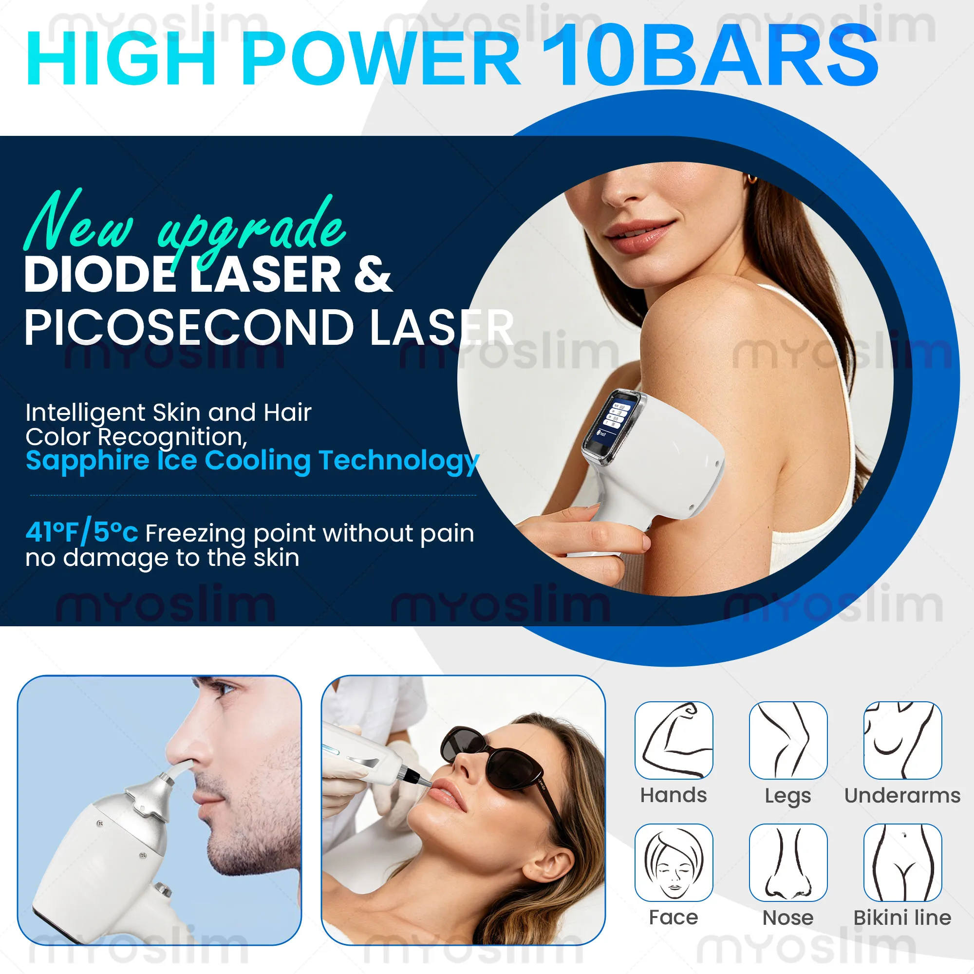 808nm Diode Laser Hair Removal Machine 4 Wavelength FAC TEC 2 In 1 Picosecond Epilator Painless Permanent Wash Brow Skin Tattoo 3