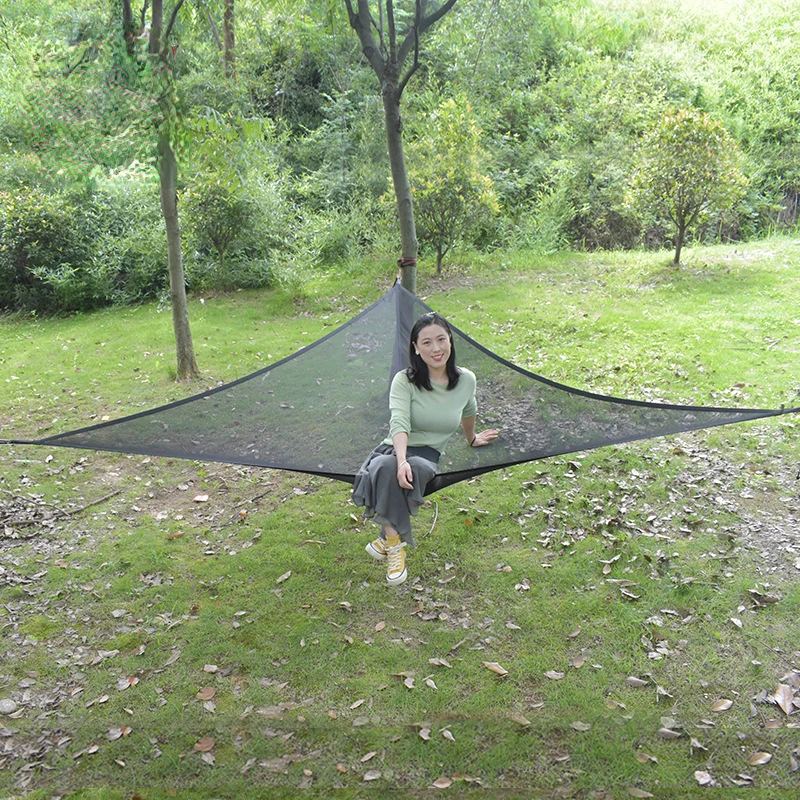 Outdoor aerial multiperson hammock triangle aerial pad camping tree tent portable heavy duty
