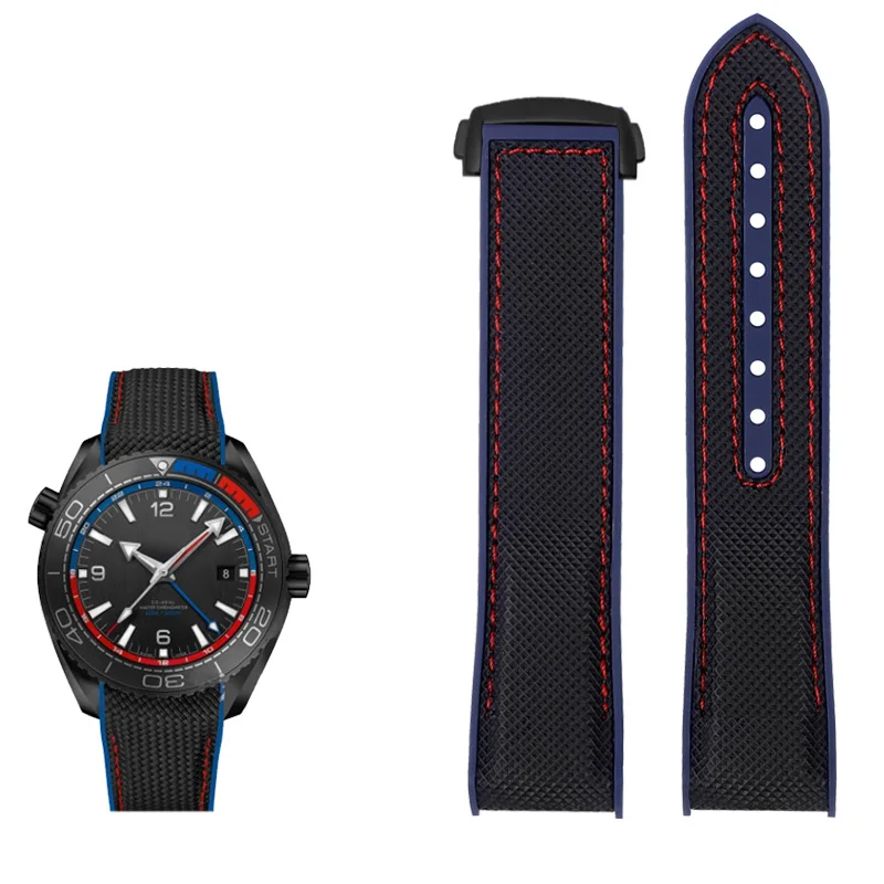 Nylon Rubber Watchband with Deployant Clasp - Silicone Strap Accessory