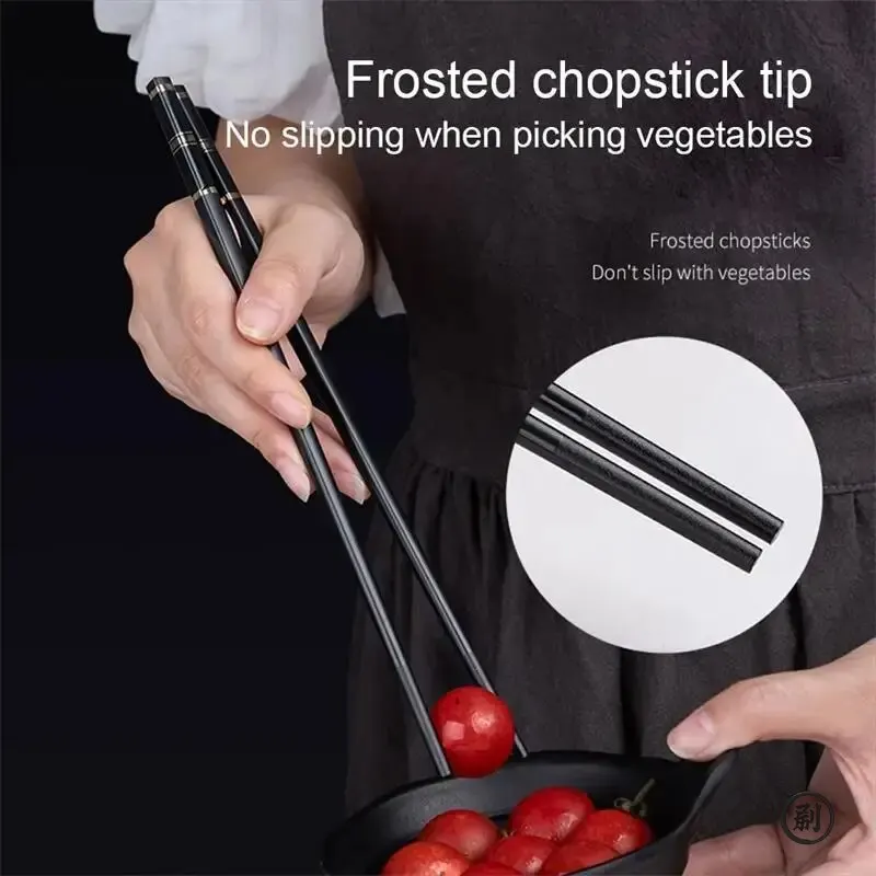 5 Pairs Chinese Japanese Korean Chopsticks Reusable Alloy Chop Sticks Kitchen Tableware Tool Accessories