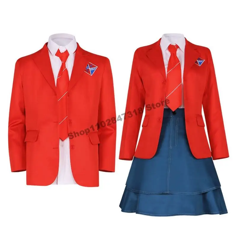 

Rebelde Cosplay Costume EWS High School Uniform Suit Red Jacket Skirt Shirt Tie Full Set Halloween Party Costume For Men Women
