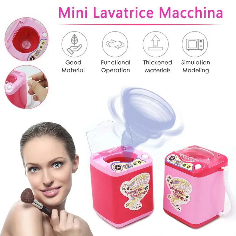 Mini Electric Washing Machine Child Role Pretend Play Toy for Wash Makeup Brushes Housekeeping Toys Red Toy cleaning toys children pretend play toys children washing machine toys