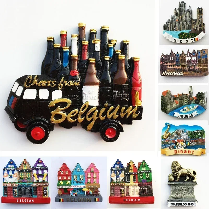 Belgium Ghent Landmark Building fridge magnets Tourism souvenir Painted Magnetic Refrigerator Stickers Collection Decoration europe and america fridge magnets tourism souvenir refrigerator magnetic sticker collection handicraft gift