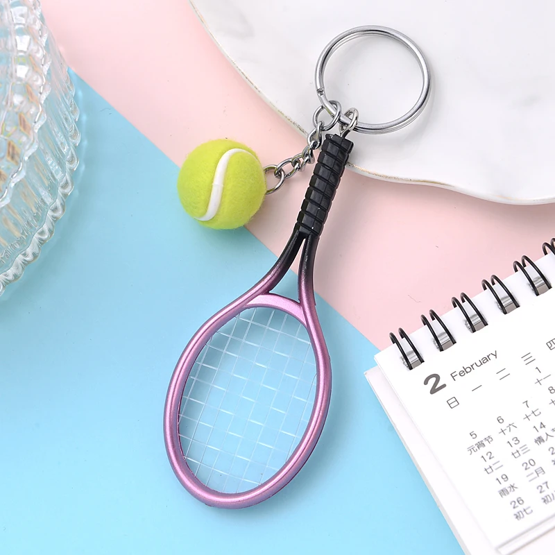 Cute Tennis Ball Plush Keychain Rabbit Fur Pendant Novelty Sports Durable Soft Backpack Key Wallet Decoration