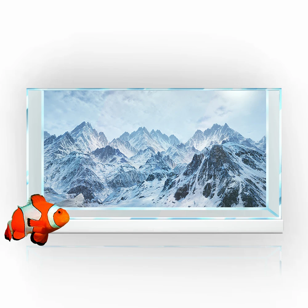 

Aquarium Background Sticker, Cold Snow Mountain 3D HD Printing Wallpaper Fish Tank Backdrop Decor PVC Landscape Poster