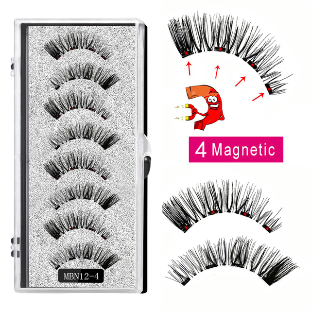 4 Magnet Magnetic Eyelashes Natural Long 3D Mink Lashes Magnetic False Eyelashes Extension with Faux Cils Magnetique 2022 New