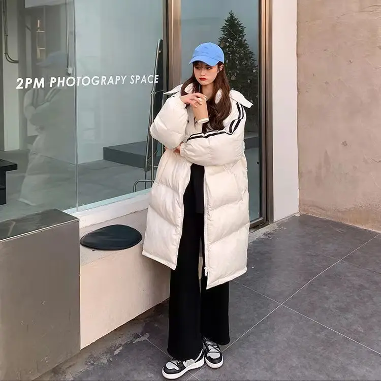 Women's Down Jacket Long Jackets for Women Feather Coats Korean Winter Down Coats Warm Stripe Woman Coat Casual Puffer Jacket
