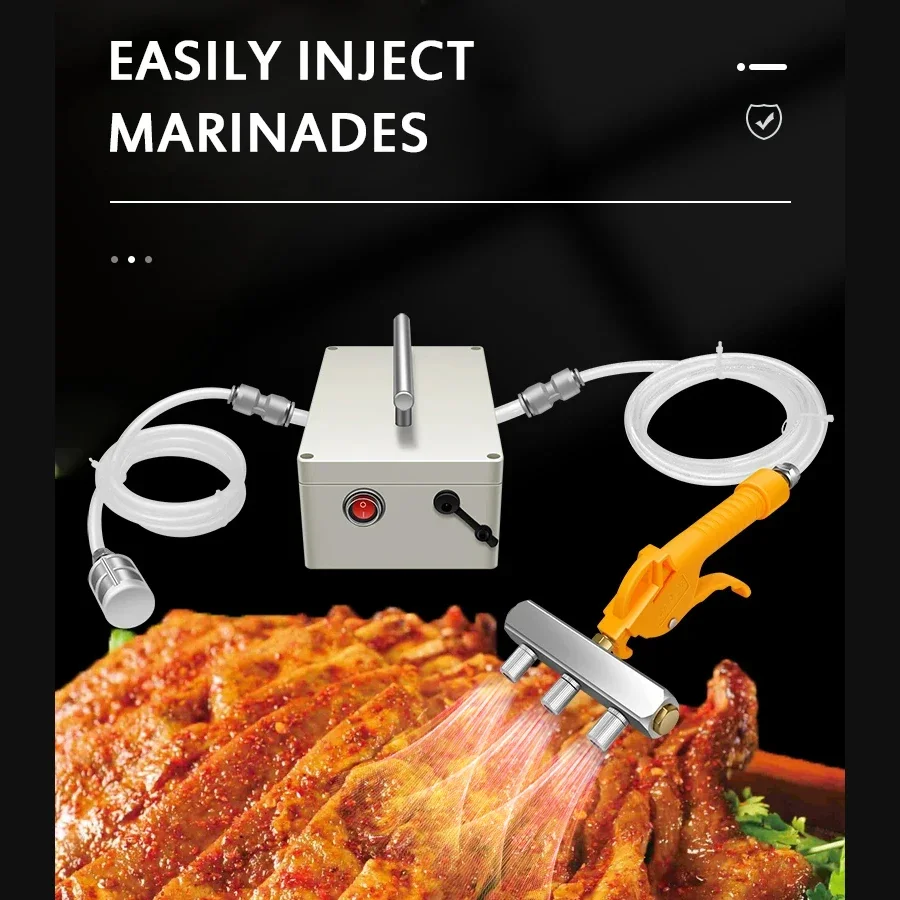 Automatic High Pressure Meat Marinade Gun Machine Pump Flavouring Needle Injector for BBQ Lamb Shanks Whole Lamb Chops Beef