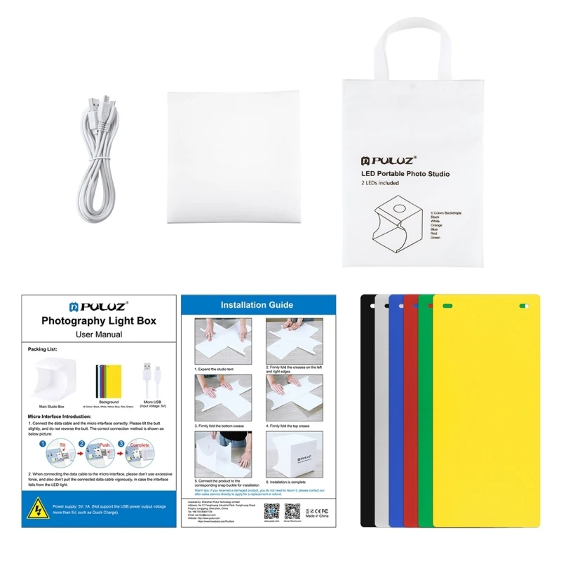 8"2LED Panels Folding Portable Photo Video Box Lighting Studio Shooting Tent Box Kit Emart Diffuse Studio Softbox lightbox