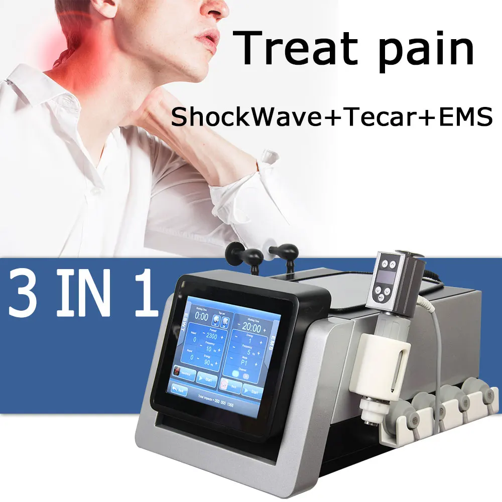 

3 In 1 Deep RF Electrical Muscle Stimulators Ems Shock Wave Phisiotherapy Cet Ret Tecar Diathermy Terapy ED Treatment Machine