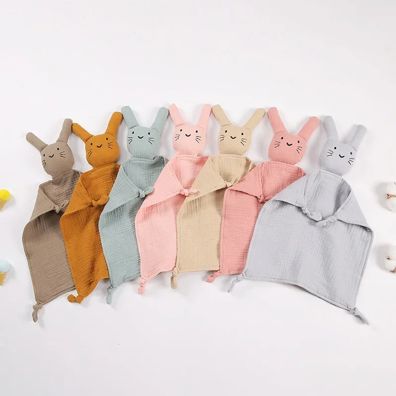 

Baby muslin cotton soothing towel Cartoon cat children's small blanket baby sleep doll three-dimensional ear saliva towel