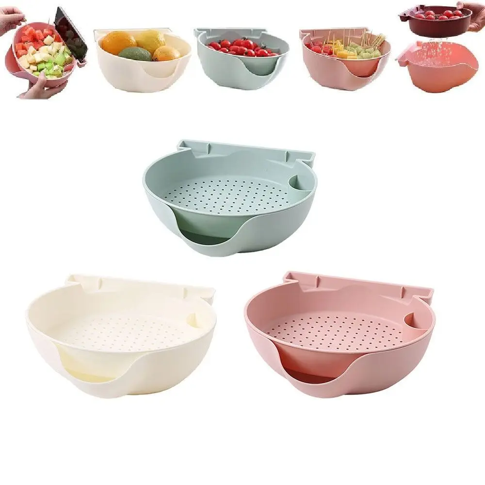 

Plastic Snack Fruit Plates Gift With Mobile Phone Holder Multifunction Snack Bowls Solid Color Vegetable Drain Basket