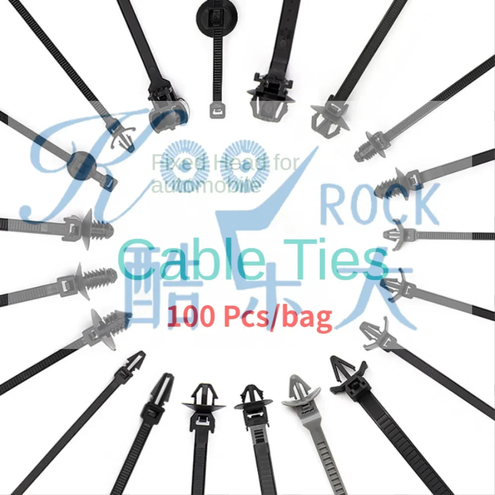 

PA66 Automotive Cable Ties Nylon Wire Bundle Industrial Wire Ties Unique Head Ties