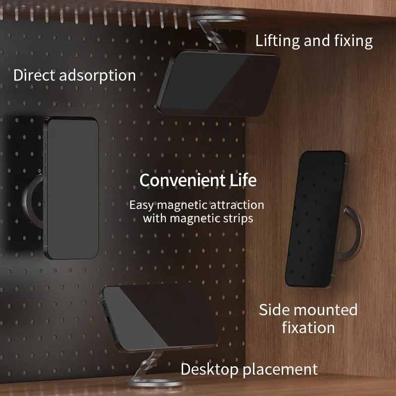 Foldable Double Magnetic Phone Ring Stand Rotate Super Magnet Stand Car Metal Bracket for IPhone 16 15 14 13 Phone Grip