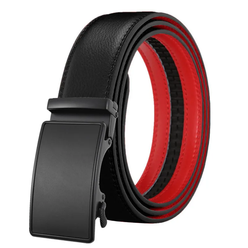 

LannyQveen New Style men's Automatic belts fashion cow Leather Belt for men alloy buckle business High quality