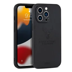 Luxury Deer Leather Texture Silicone Business Soft Shockproof Phone Case - SE 2020 - SE 2022 (Black)
