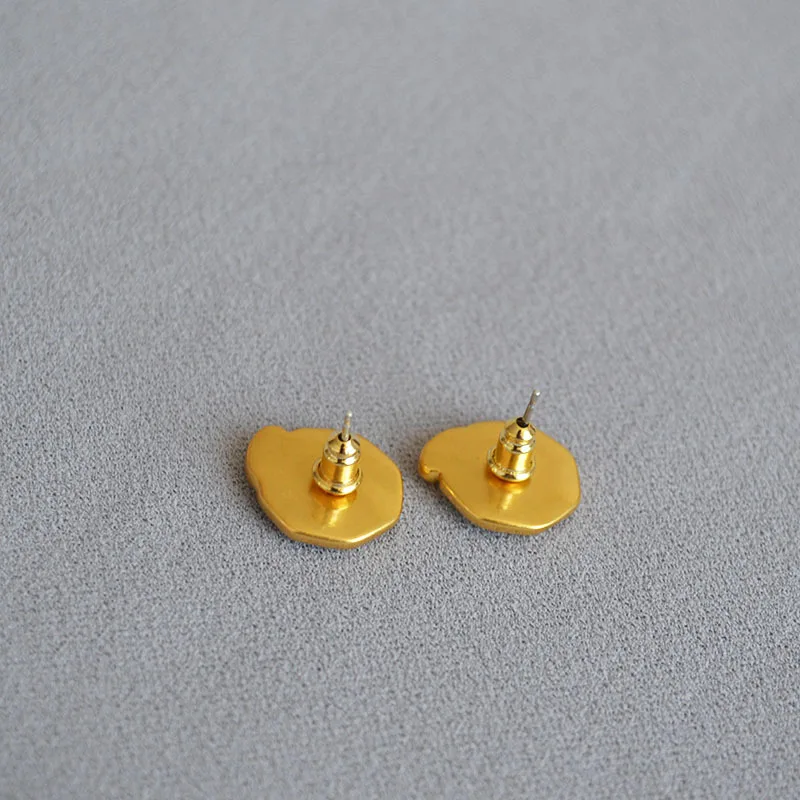 Starry Sky Moon & Sun Earring Romantic Handmade Enamel Glaze Gold-plated Brass 925 Silver Needle Stud Earrings
