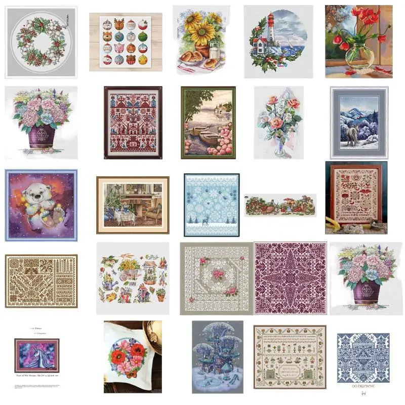PDF by E-mail Selling 6-13 Cross Stich Embroidery set Electronic drawing Cross Stich Needlework
