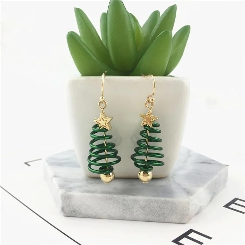 Christmas Earrings Tree Dangle Earring Plating Gold Jewelry Party For Women Gift Creative Design Famale Earrings Accessories
