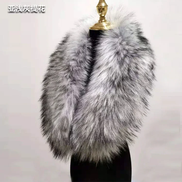 2021 고품질 가짜 모피 칼라 여성 겨울 따뜻한 액세서리 90*20cm 럭셔리 남성 다운 재킷 후드 모피 장식 스카프 목도리