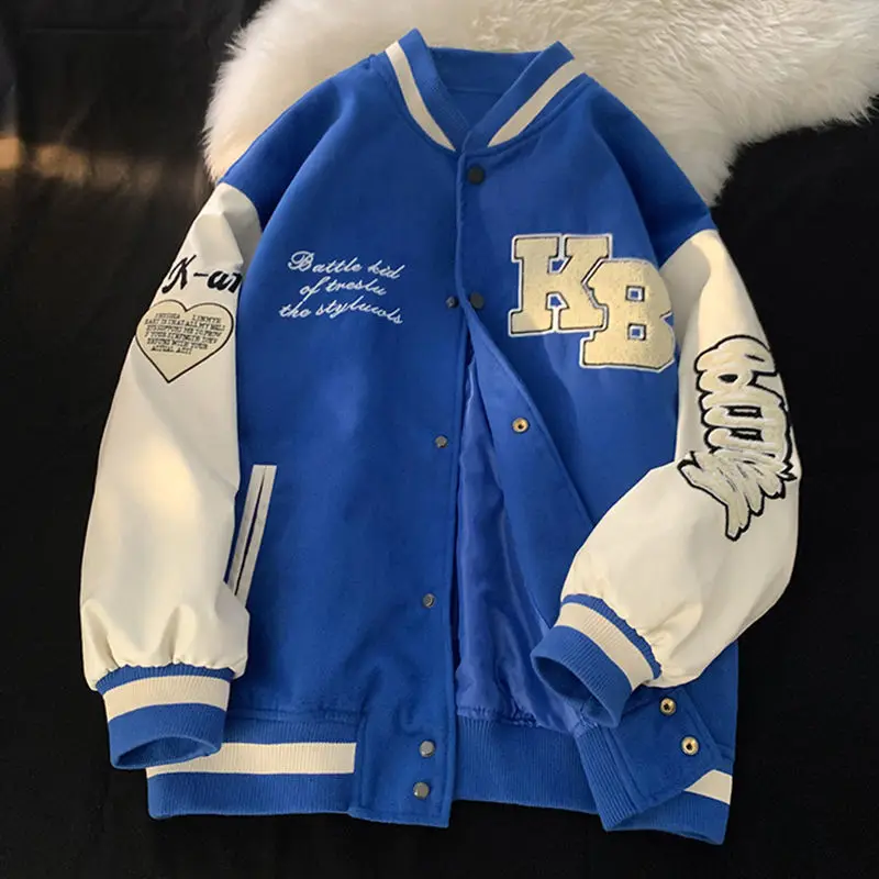 wind jacket Tide brand embroidered baseball uniform men's spring new American hip-hop retro jacket men's tide 2022 ins Hong Kong style top mens coats and jackets Jackets