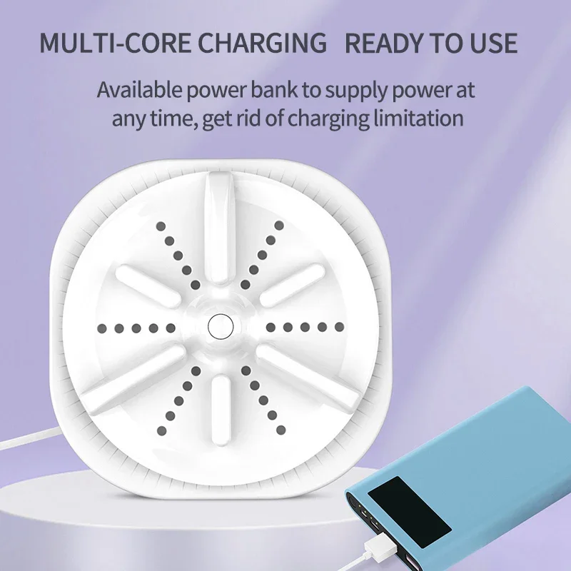 Mini Ultrasonic Washing Machine Turbo Wash Machine Portable Laundry Washer USB Dirty Clothes Cleaner Outdoor Camping