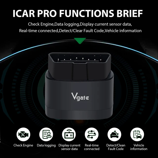 Vgate iCar Pro 2S OBD2 Diagnostic Tool ELM327 Bluetooth 5.3 Auto Scanner Support Android/IOS V2.3 Auto Scanner 2