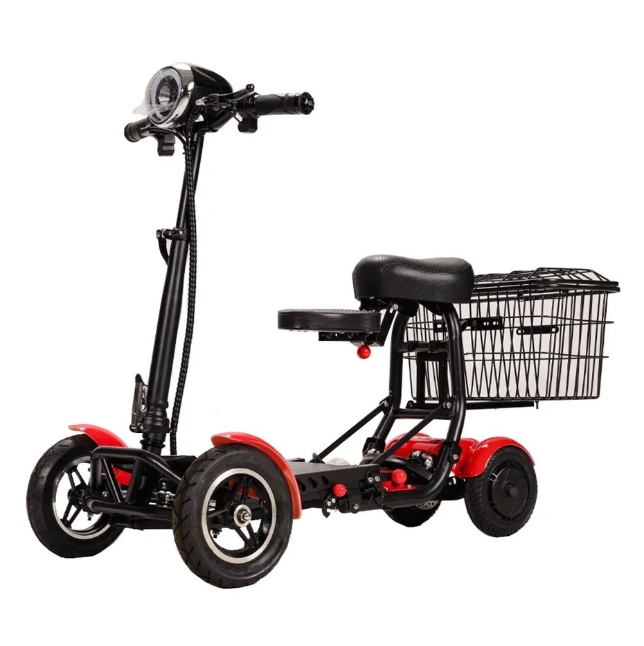 Lightweight 4-Wheel Electric Mobility Scooter Portable and Comfortable Vehicle for the Disabled Easy Foldable Design
