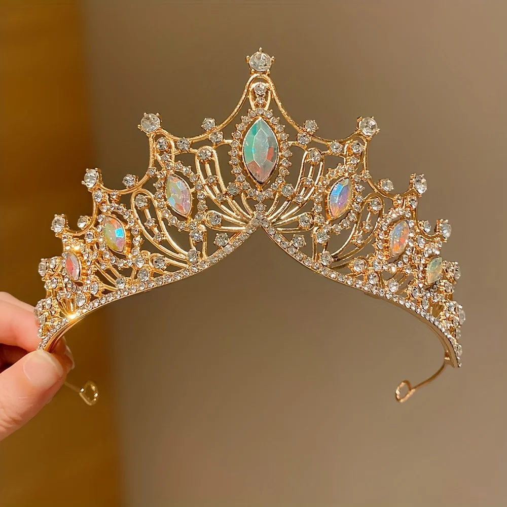 Kids Headwear Golden Crown Headband Sweet Princess Little Girl Party Catwalk Crown Headband 1Pcs