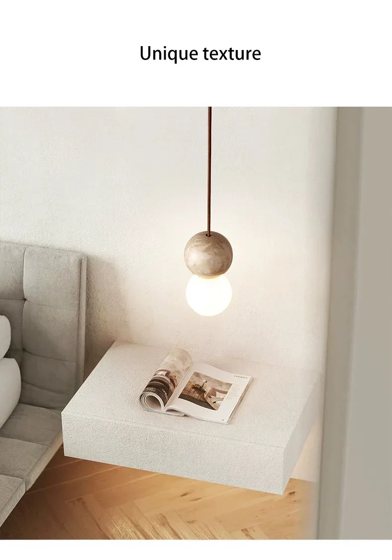 Led Pendant Light Stone Cream Retro Chandelier image 6