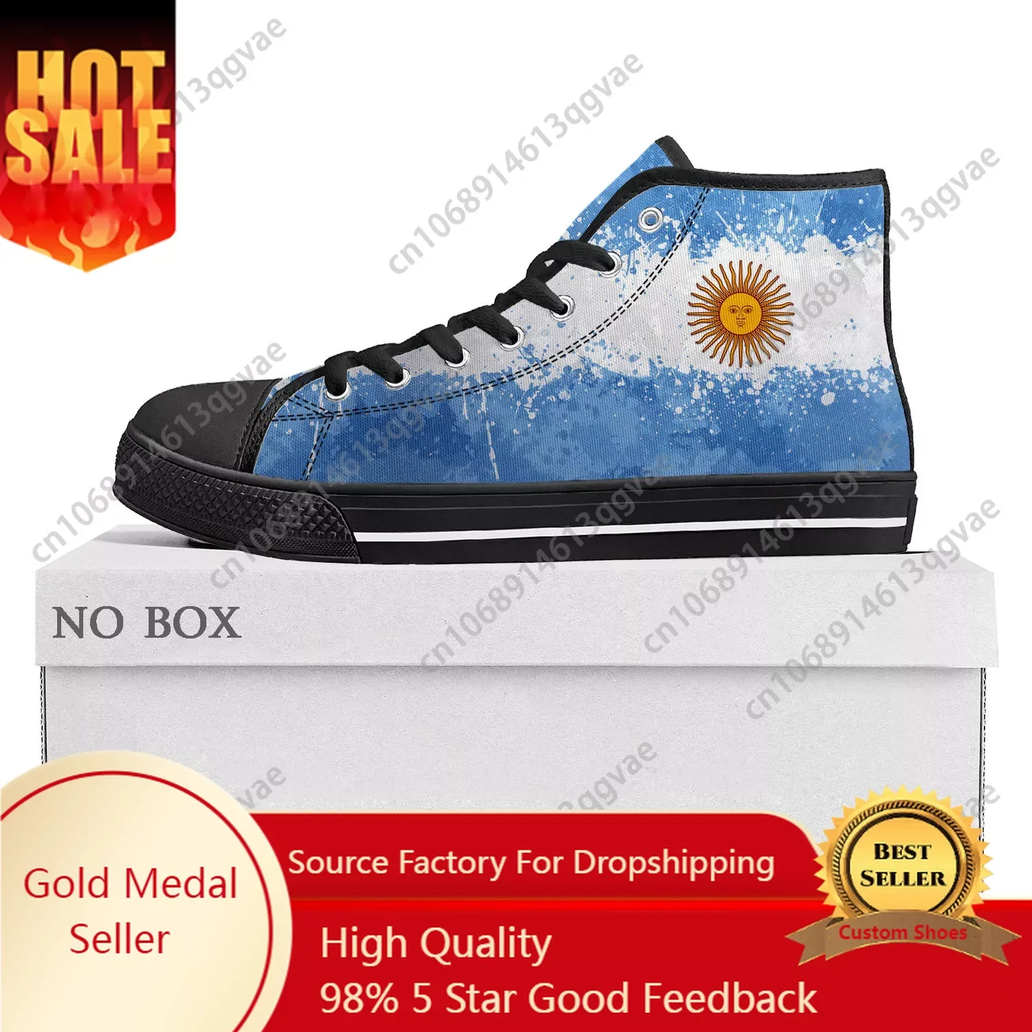 Argentine Flag High Top High Quality Sneakers Mens Womens Teenager Canvas Sneaker Argentina Casual Couple Shoes Custom Shoe