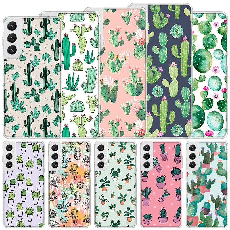Cartoon Cactus Green Plants Custodia Morbida Per Samsung Galaxy S24 S23 S22 S21 Ultra S20 Fe S10 Plus Cover Per Telefono S9 S8 + S10E Funda Co