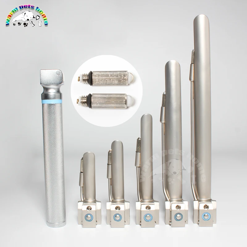 Veterinary Laryngoscope Kit Set 5 Blades For Animals Dog Cat Vet Clinic Hospital Equipment