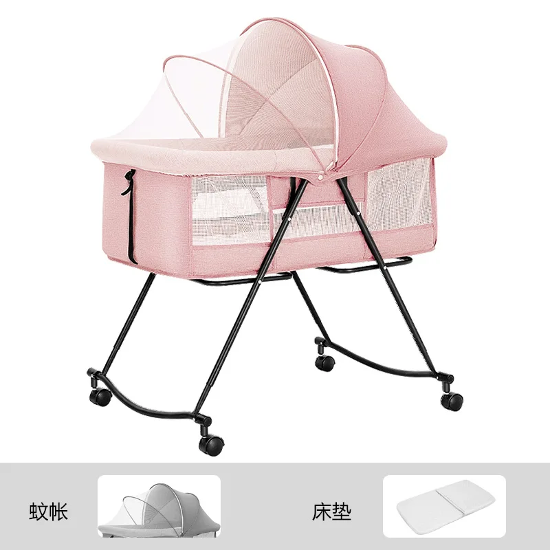 MultifunctionalBabyCribsFoldingBabyBedForNewbornsRollerCrib