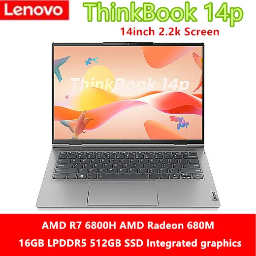 2022 레노버 노트북 씽크북 14p 2022 R7 6800H AMD 라데온 680M 16G 512GB SSD 2.2K 매트 스크린 (100% sRGB) 라이젠 노트북 PC 신제품