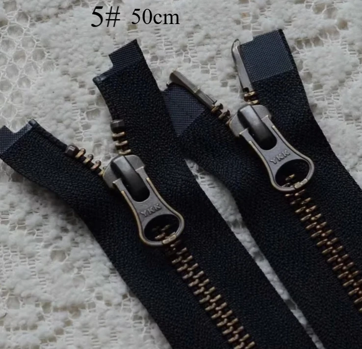 Ykk-特大のメタルジッパー、オープンエンド、ゴールド、ホワイト