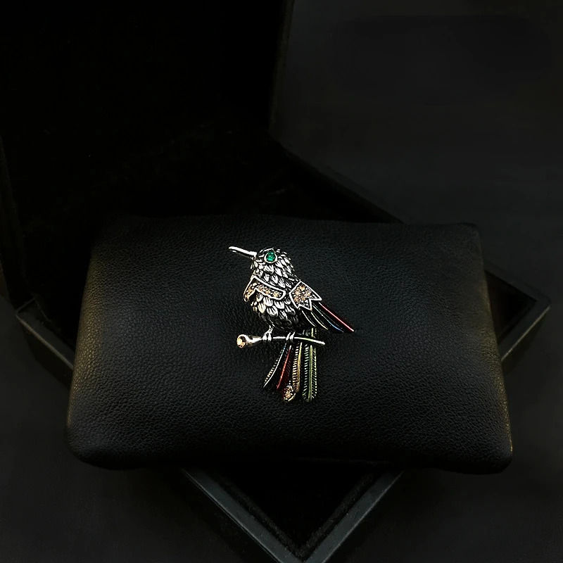 Exquisite Retro Bird Brooch Pin High-End Pin Man and Women Brooches Small Animal Accessories Rhinestone Jewelry Suit Badge Pins