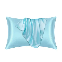 100% Natural Mulberry Silk Pillowcase for Hair and Skin Protection (SKY BLUE)